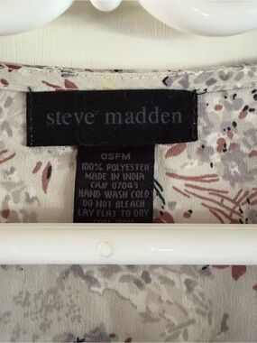 Steve Madden Cream Blouse with Mauve and Gray Floral Print